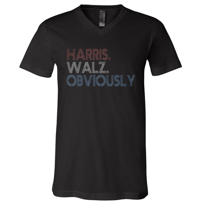 Kamala Walz Obviously 2024 Harris Waltz 2024 Election Gift V-Neck T-Shirt