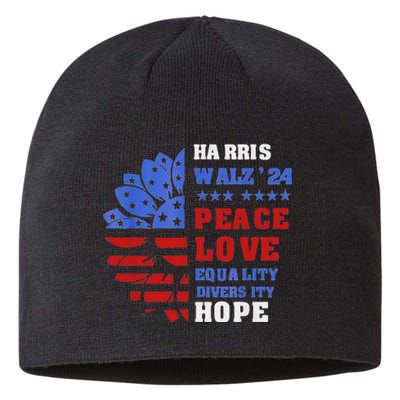 Kamala Walz Peace Love Equality Hope Diversity Sustainable Beanie