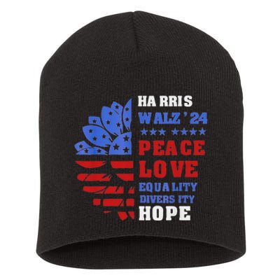 Kamala Walz Peace Love Equality Hope Diversity Short Acrylic Beanie