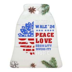 Kamala Walz Peace Love Equality Hope Diversity Ceramic Bell Ornament