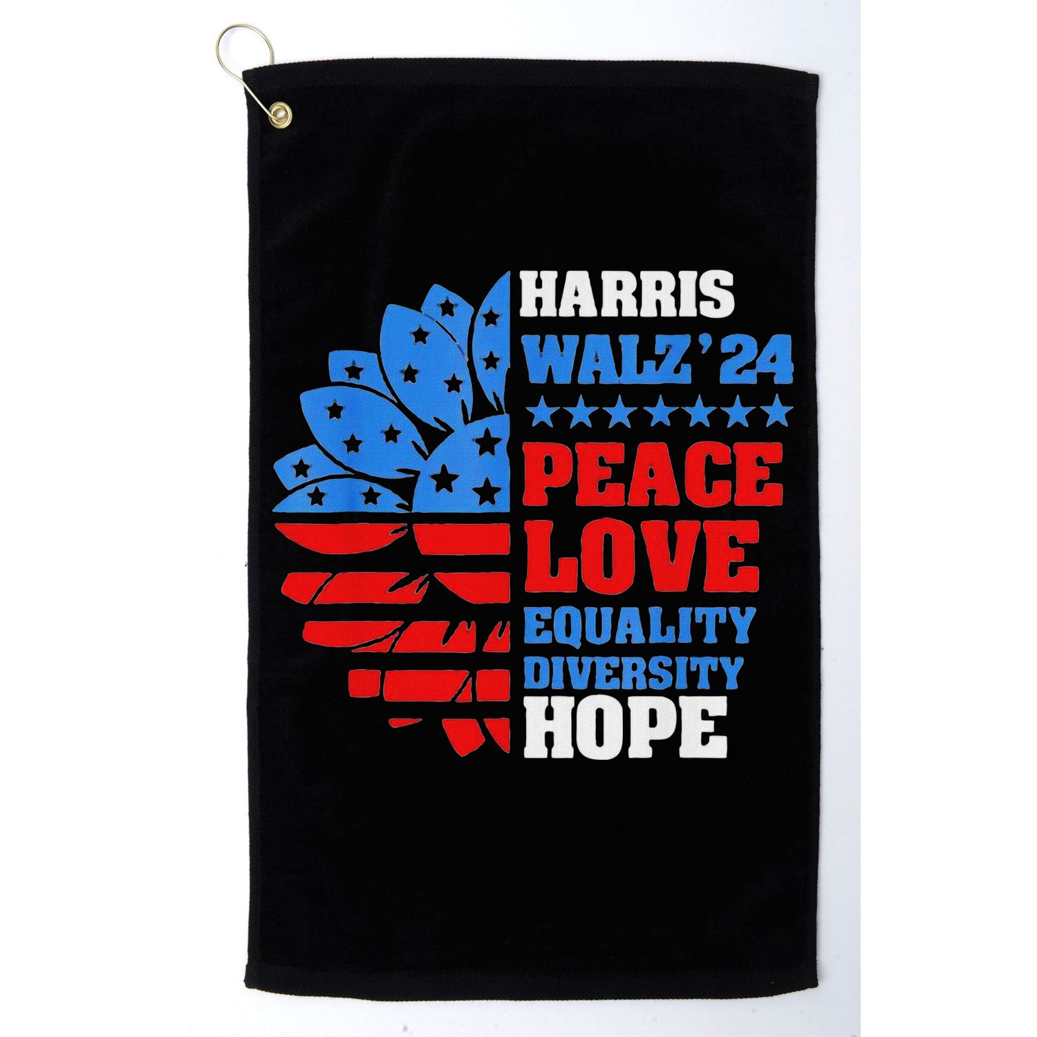 Kamala Walz Peace Love Equality Hope Diversity Golf Towel