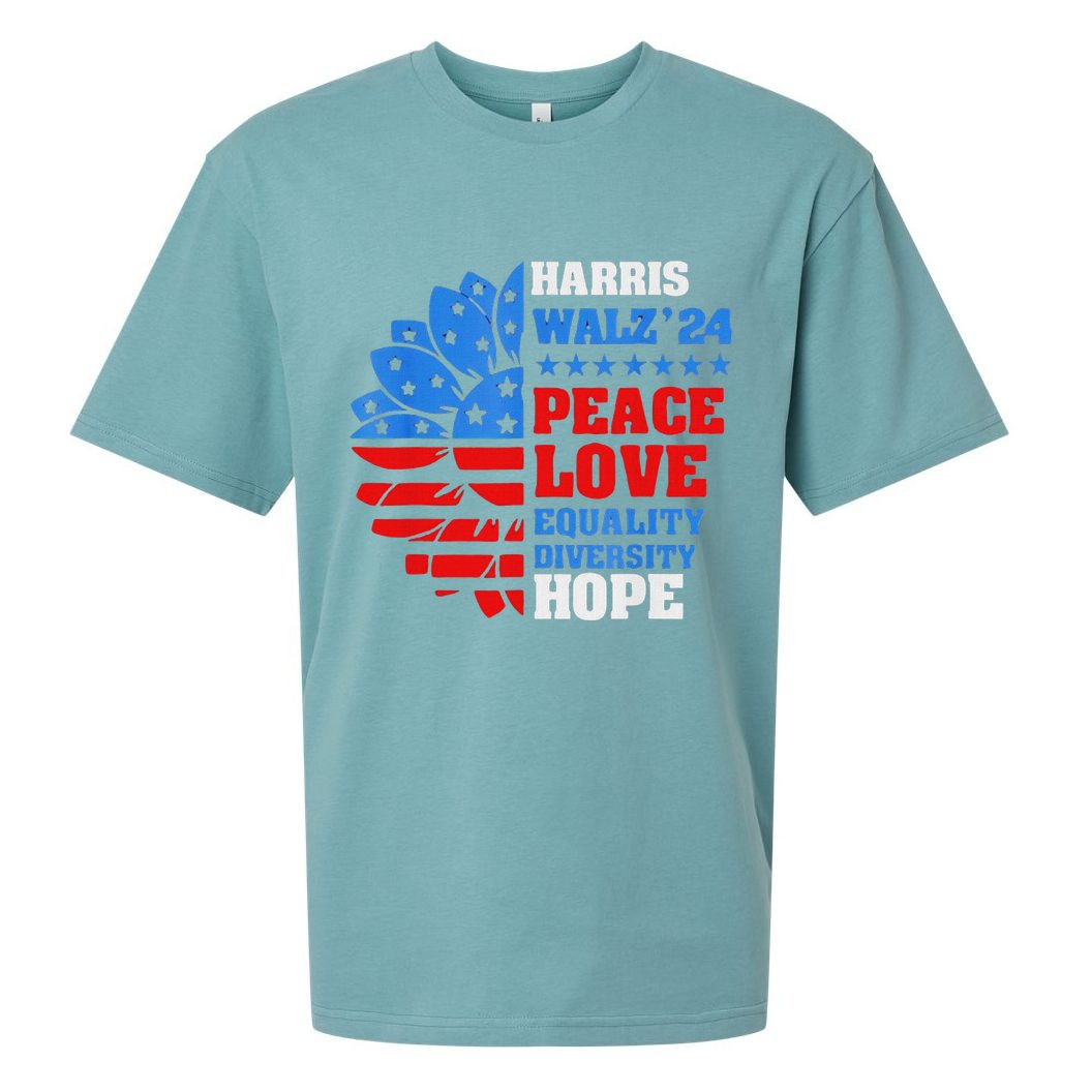 Kamala Walz Peace Love Equality Hope Diversity Sueded Cloud Jersey T-Shirt