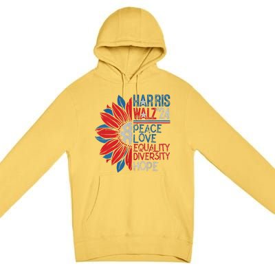 Kamala Walz Peace Love Equality Hope Diversity Gift Premium Pullover Hoodie