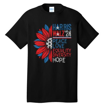 Kamala Walz Peace Love Equality Hope Diversity Gift Tall T-Shirt