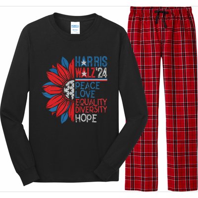 Kamala Walz Peace Love Equality Hope Diversity Gift Long Sleeve Pajama Set