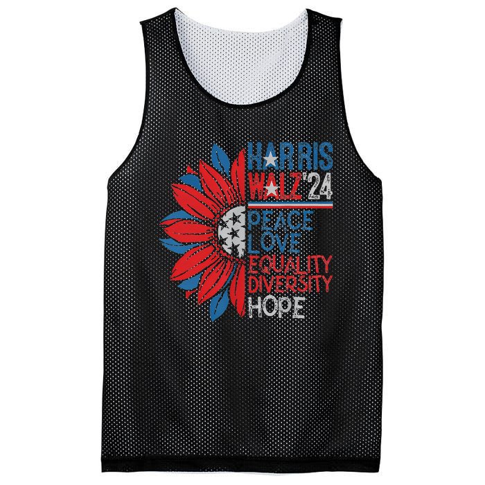 Kamala Walz Peace Love Equality Hope Diversity Gift Mesh Reversible Basketball Jersey Tank