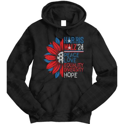 Kamala Walz Peace Love Equality Hope Diversity Gift Tie Dye Hoodie