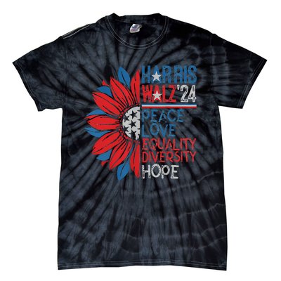 Kamala Walz Peace Love Equality Hope Diversity Gift Tie-Dye T-Shirt