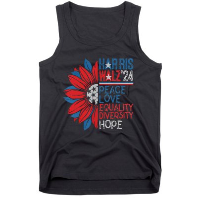 Kamala Walz Peace Love Equality Hope Diversity Gift Tank Top