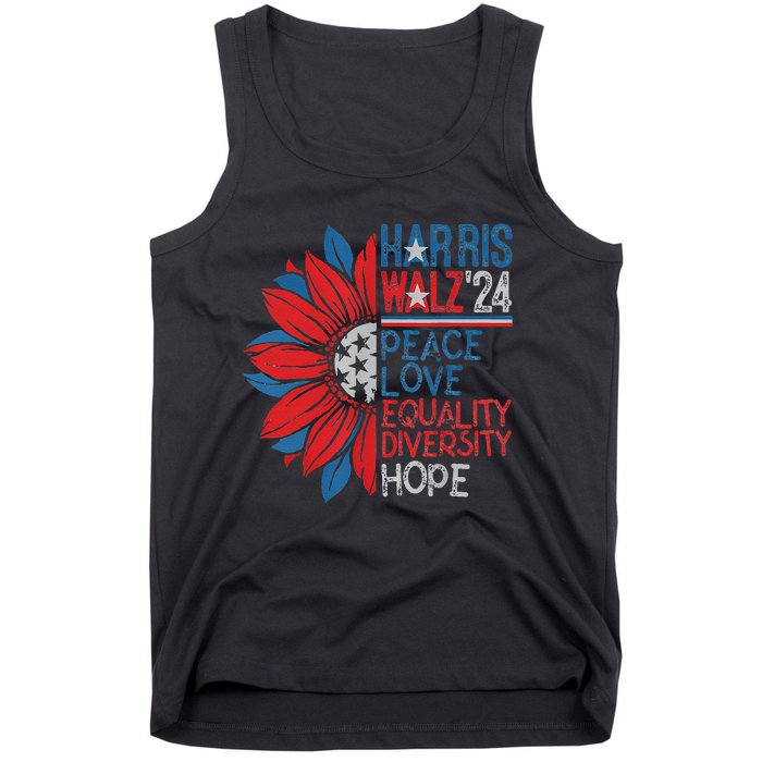 Kamala Walz Peace Love Equality Hope Diversity Gift Tank Top