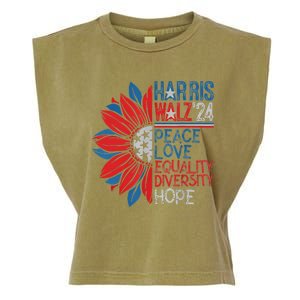 Kamala Walz Peace Love Equality Hope Diversity Gift Garment-Dyed Women's Muscle Tee