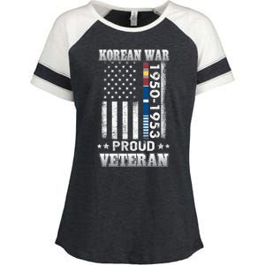 Korean War Proud Veteran For Military American Flag Patriotic Enza Ladies Jersey Colorblock Tee