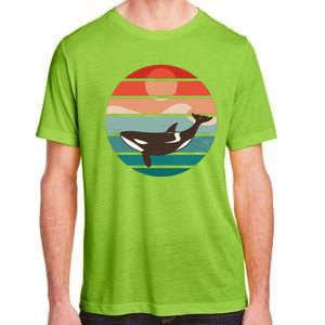 Killer Whale Retro Sunset Adult ChromaSoft Performance T-Shirt