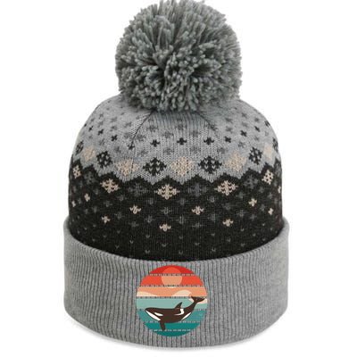 Killer Whale Retro Sunset The Baniff Cuffed Pom Beanie