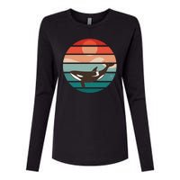 Killer Whale Retro Sunset Womens Cotton Relaxed Long Sleeve T-Shirt