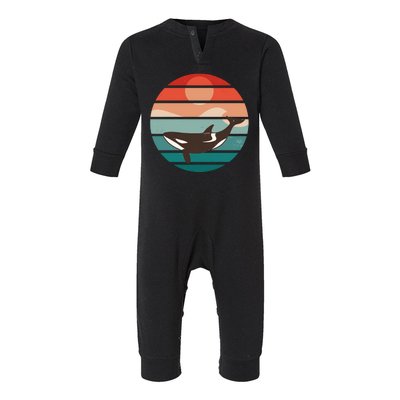 Killer Whale Retro Sunset Infant Fleece One Piece