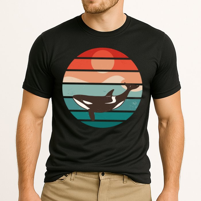 Killer Whale Retro Sunset Cooling Performance Crew T-Shirt