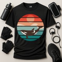 Killer Whale Retro Sunset Cooling Performance Crew T-Shirt