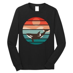 Killer Whale Retro Sunset Long Sleeve Shirt