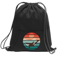 Killer Whale Retro Sunset Sweatshirt Cinch Pack Bag