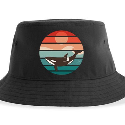 Killer Whale Retro Sunset Sustainable Bucket Hat