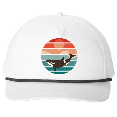 Killer Whale Retro Sunset Snapback Five-Panel Rope Hat