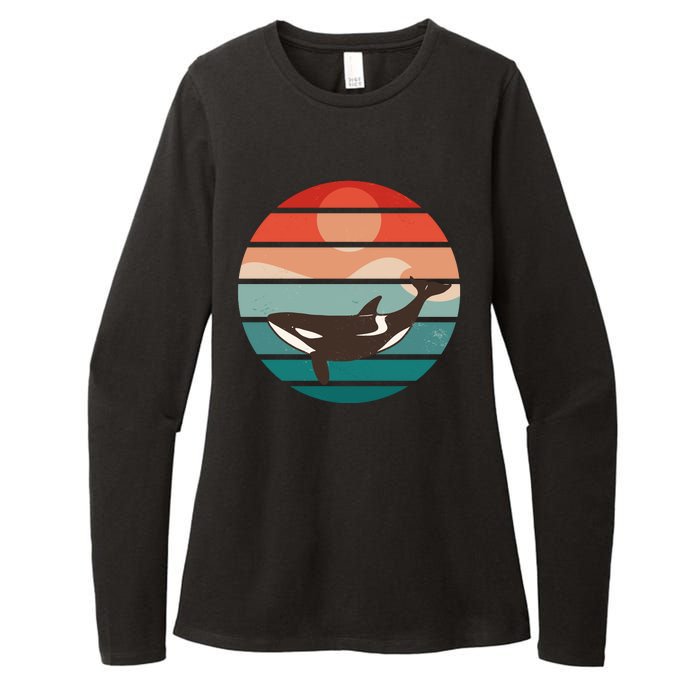 Killer Whale Retro Sunset Womens CVC Long Sleeve Shirt