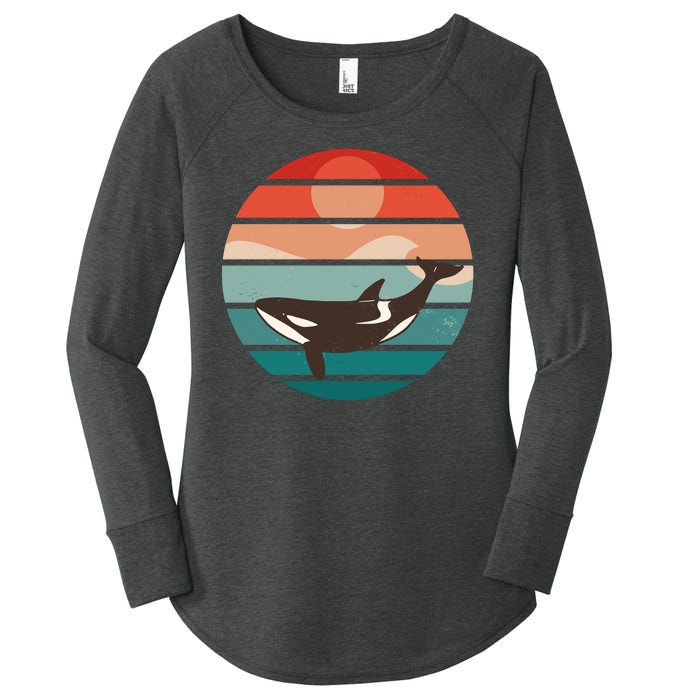 Killer Whale Retro Sunset Women's Perfect Tri Tunic Long Sleeve Shirt