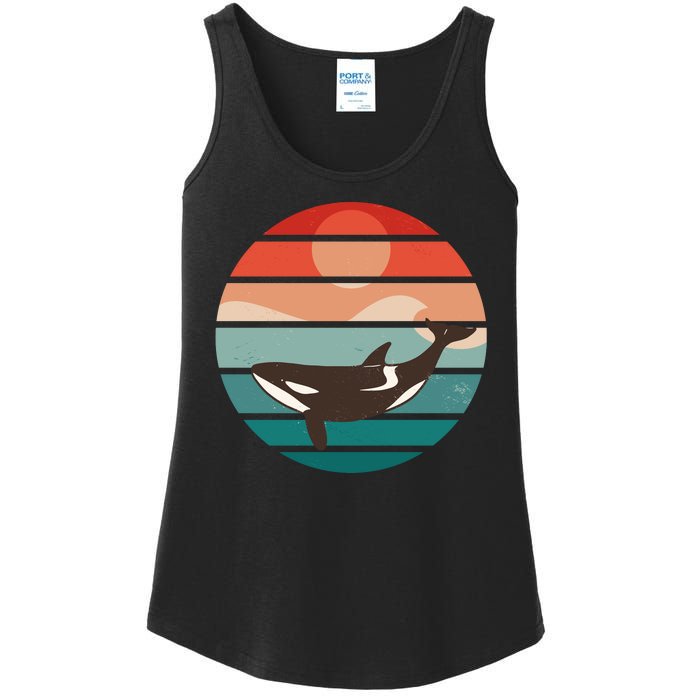 Killer Whale Retro Sunset Ladies Essential Tank