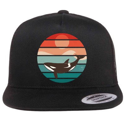 Killer Whale Retro Sunset Flatbill Hat