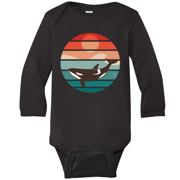 Killer Whale Retro Sunset Baby Long Sleeve Bodysuit