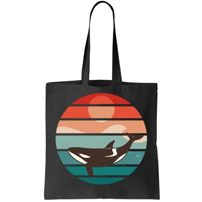 Killer Whale Retro Sunset Tote Bag