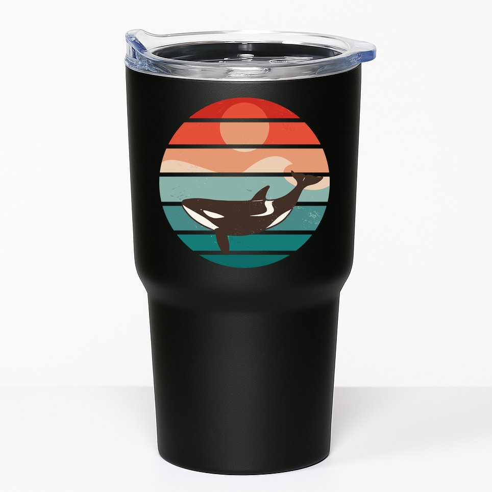 Killer Whale Retro Sunset Tumbler
