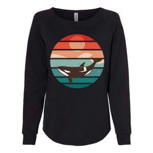 Killer Whale Retro Sunset Womens California Wash Sweatshirt