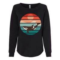 Killer Whale Retro Sunset Womens California Wash Sweatshirt