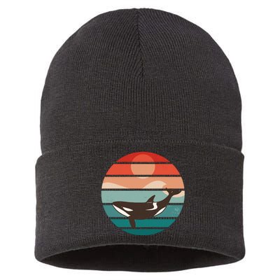 Killer Whale Retro Sunset Sustainable Knit Beanie