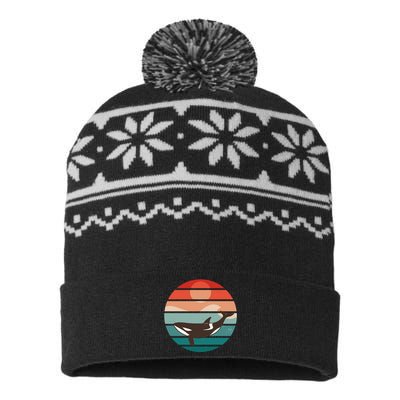 Killer Whale Retro Sunset USA-Made Snowflake Beanie