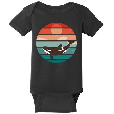 Killer Whale Retro Sunset Baby Bodysuit