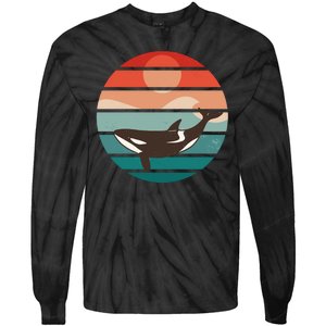 Killer Whale Retro Sunset Tie-Dye Long Sleeve Shirt