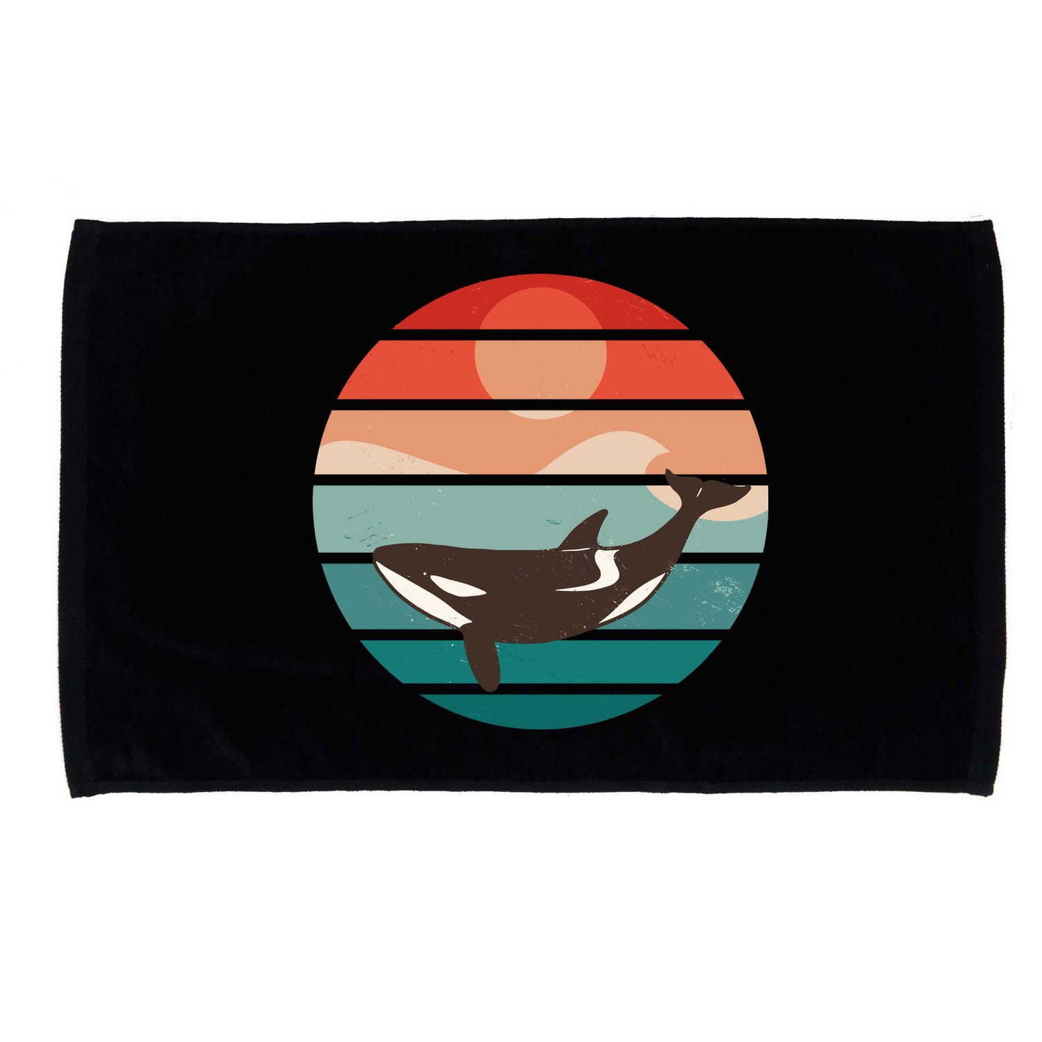 Killer Whale Retro Sunset Microfiber Hand Towel