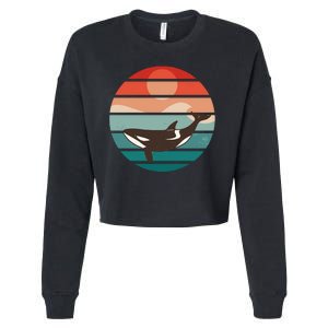 Killer Whale Retro Sunset Cropped Pullover Crew