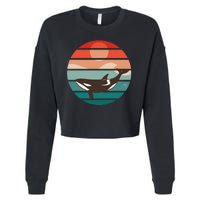 Killer Whale Retro Sunset Cropped Pullover Crew