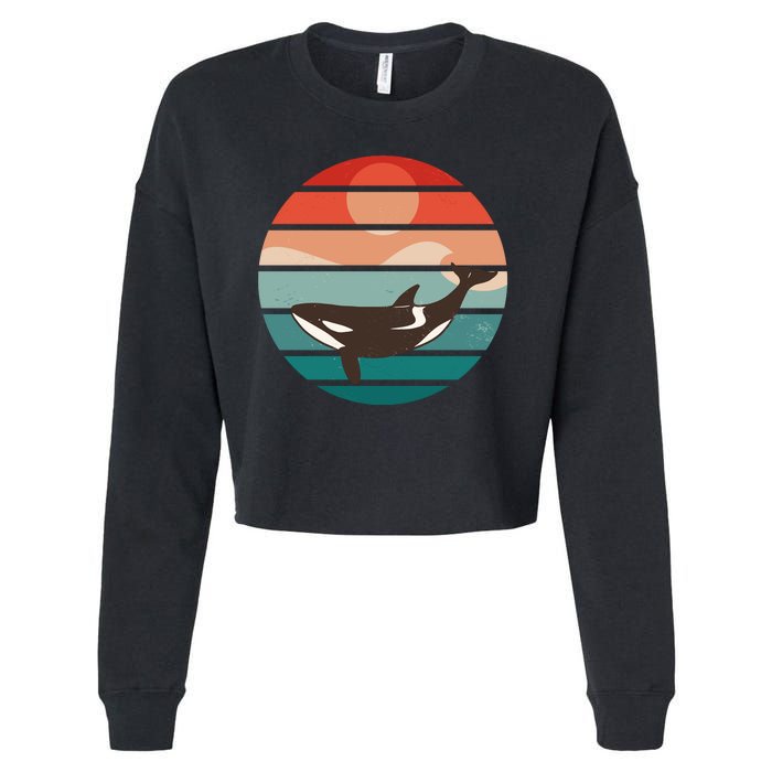 Killer Whale Retro Sunset Cropped Pullover Crew