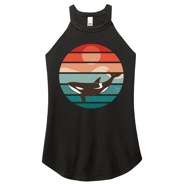 Killer Whale Retro Sunset Women's Perfect Tri Rocker Tank