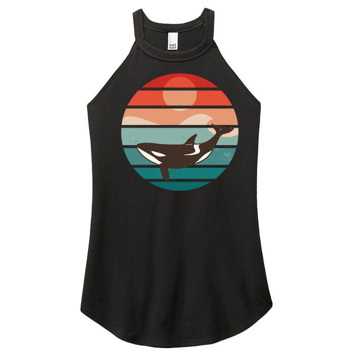 Killer Whale Retro Sunset Women's Perfect Tri Rocker Tank