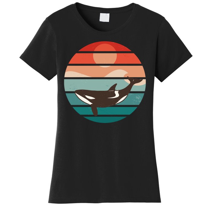 Killer Whale Retro Sunset Women's T-Shirt