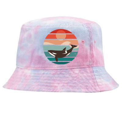 Killer Whale Retro Sunset Tie-Dyed Bucket Hat