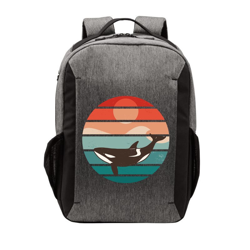 Killer Whale Retro Sunset Vector Backpack