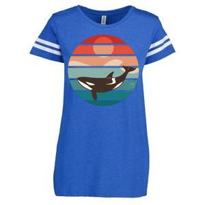 Killer Whale Retro Sunset Enza Ladies Jersey Football T-Shirt