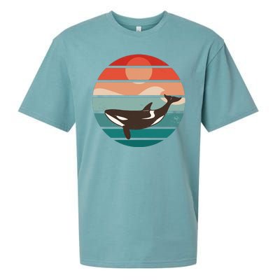 Killer Whale Retro Sunset Sueded Cloud Jersey T-Shirt